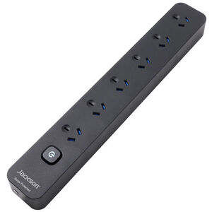 6 Outlet Power Board with Surge Protection & Master Switch
