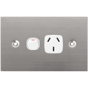White Stainless Steel Single Power Point 10A