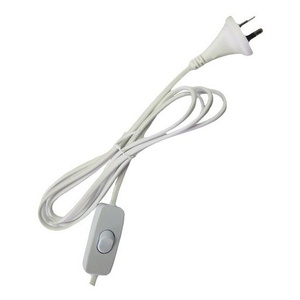 2 Pin  Plug Mains Cord with Inline Switch and Bare Wires White 2.9M