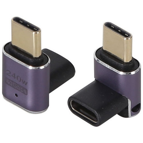 USB Type C Plug to USB Type C Socket Right Angle Adaptor - Top/Bottom