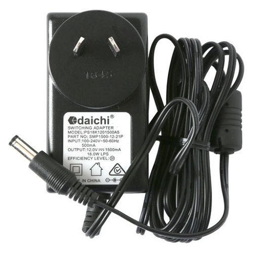 12V DC 1.5A Power Adapter with 2.1mm DC Plug 