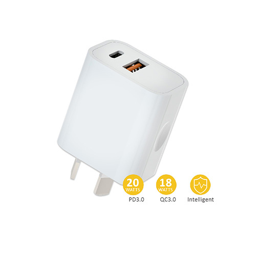 20W USB-C and USB-A Dual Port Mains Charger - White